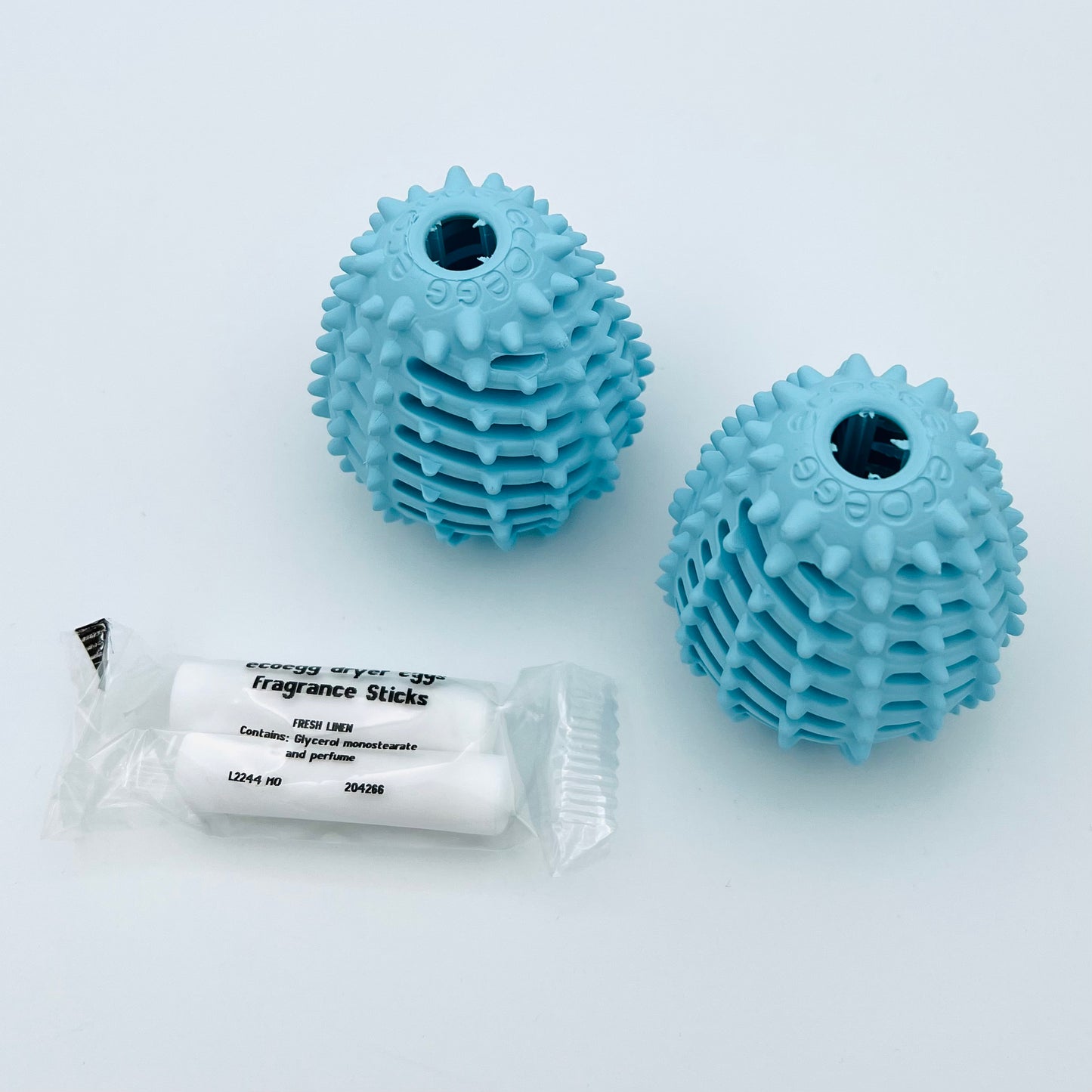 ECOEGG Dryer Egg® - 2 Stück Trocknerei BLAU inkl. 4 Duftsticks Fresh Linen / Duft nach frischer Bettwäsche | eiförmige Trocknerbälle | umweltfreundlich | zero waste | vegan