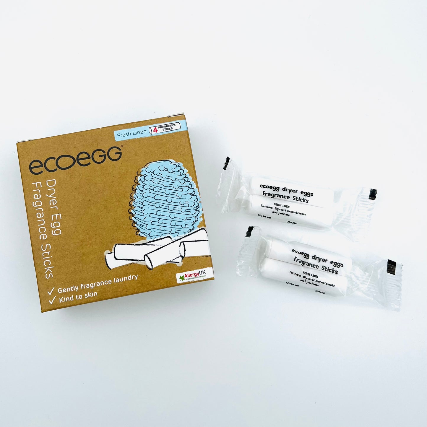 ECOEGG Dryer Egg® Refill Fragrance Sticks | Nachfüllpack 4 Duftsticks für Trocknereier | BLAU Fresh Linen |vegan