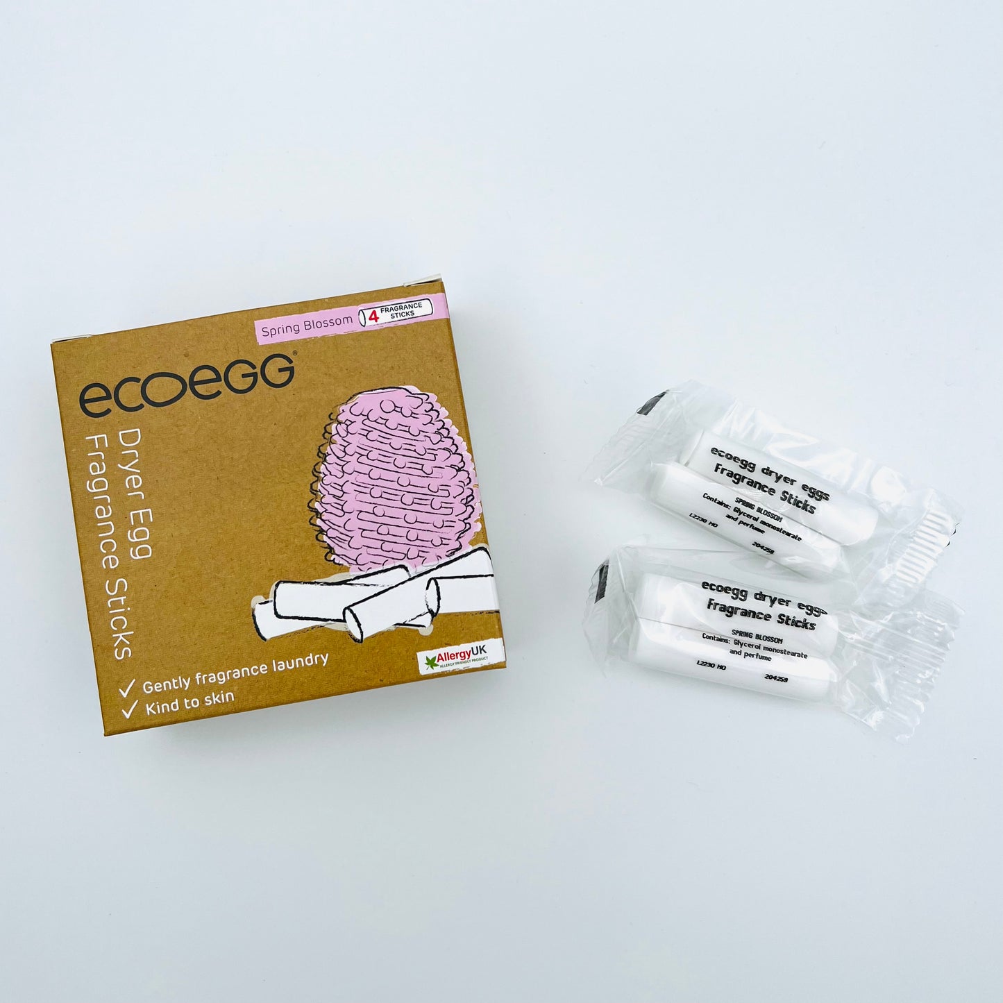 ECOEGG Dryer Egg® Refill Fragrance Sticks | Nachfüllpack 4 Duftsticks für Trocknereier | ROSA Spring Blossom / Frühlingsblüte | vegan