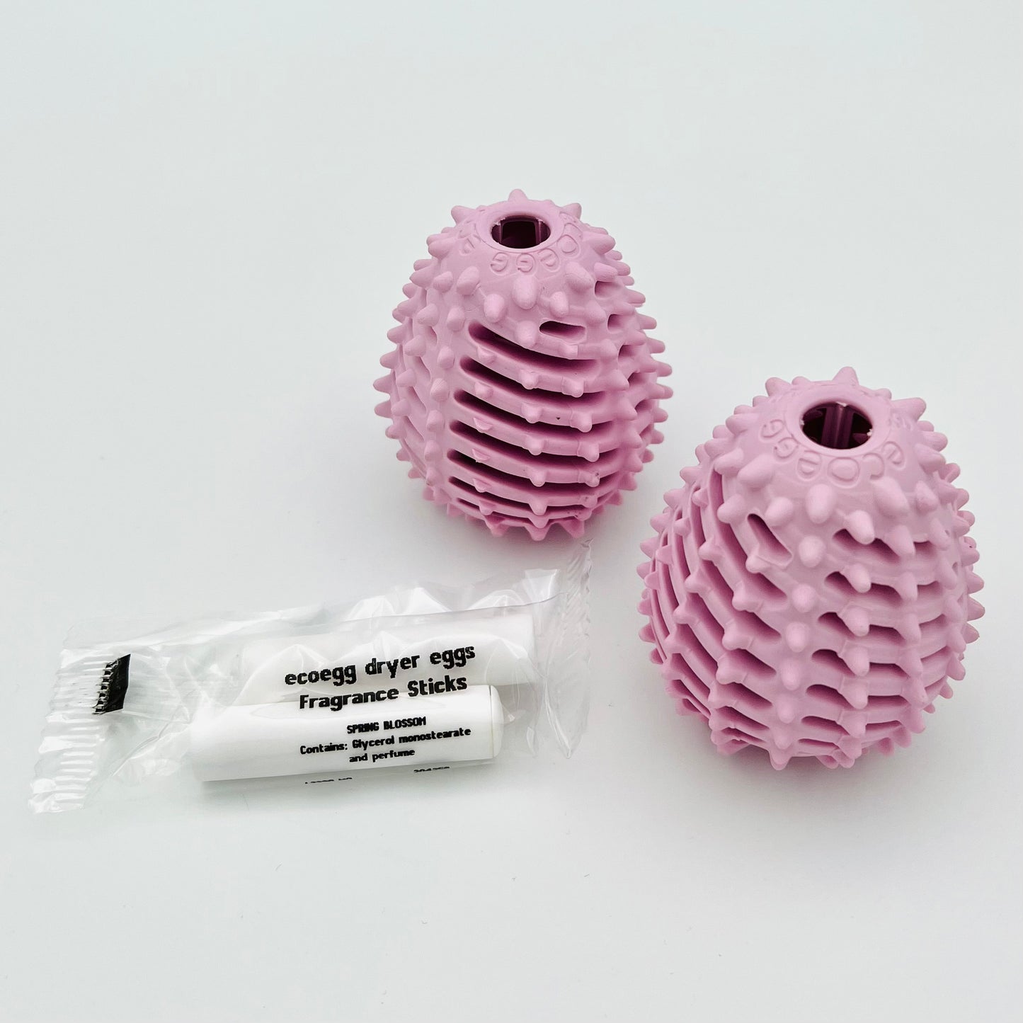 ECOEGG Dryer Egg® - 2 Stück Trocknerei ROSA inkl. 4 Duftsticks Spring Blossom / Frühlingsblüte | eiförmige Trocknerbälle | umweltfreundlich | vegan