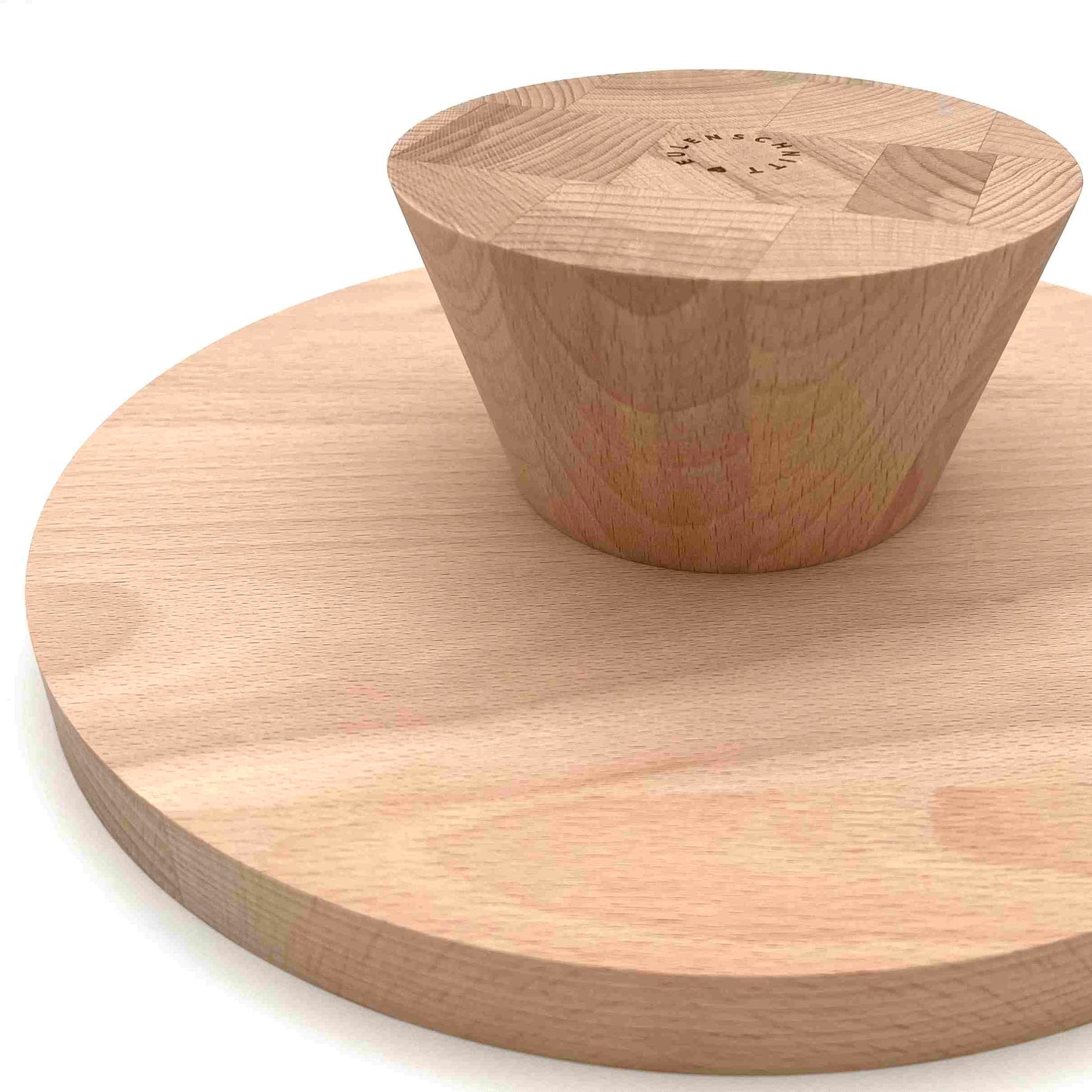 EUELNSCHNITT Kuchenständer "Es sind die kleinen Dinge im Leben" aus Buchenholz (Durchmesser 28cm)