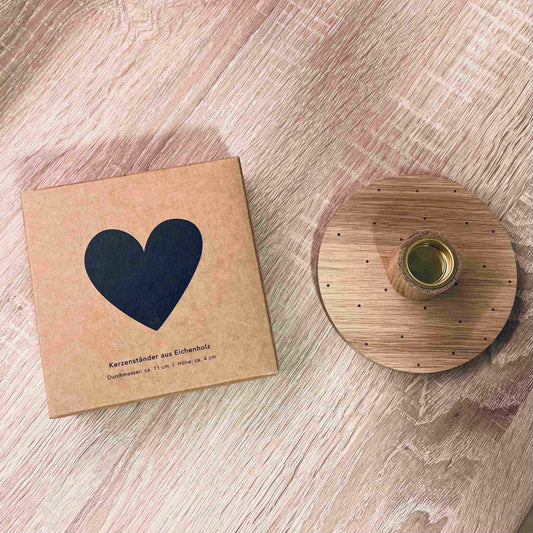 EULENSCHNITT Kerzenständer Punkte aus Eiche (1 Stück)