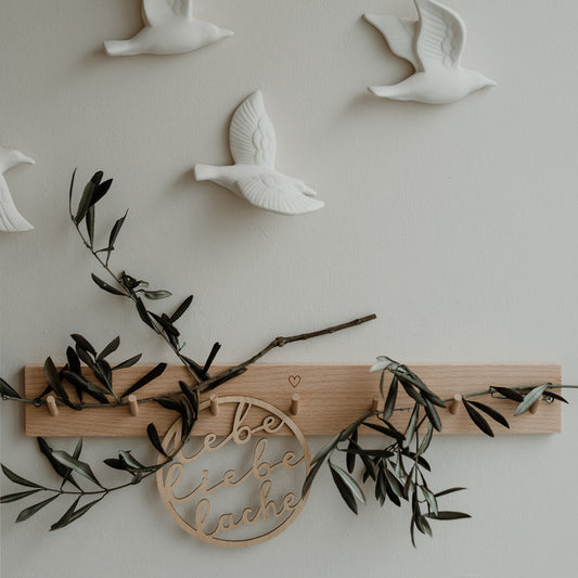 EULENSCHNITT Hakenleiste mit Herz 57cm mit 7 Haken