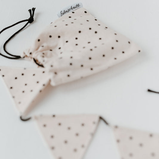 EULENSCHNITT Wimpelkette mit Punkten aus Stoff (12 Wimpel)