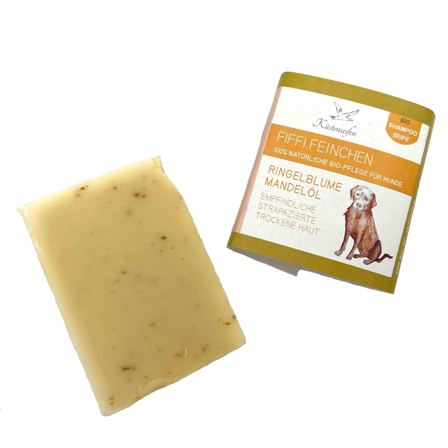 KÜSTENSEIFEN MANUFAKTUR handgesiedete Hundeseife für empfindliche und trockene Haut | 80g | natürliche Pflege | vegan