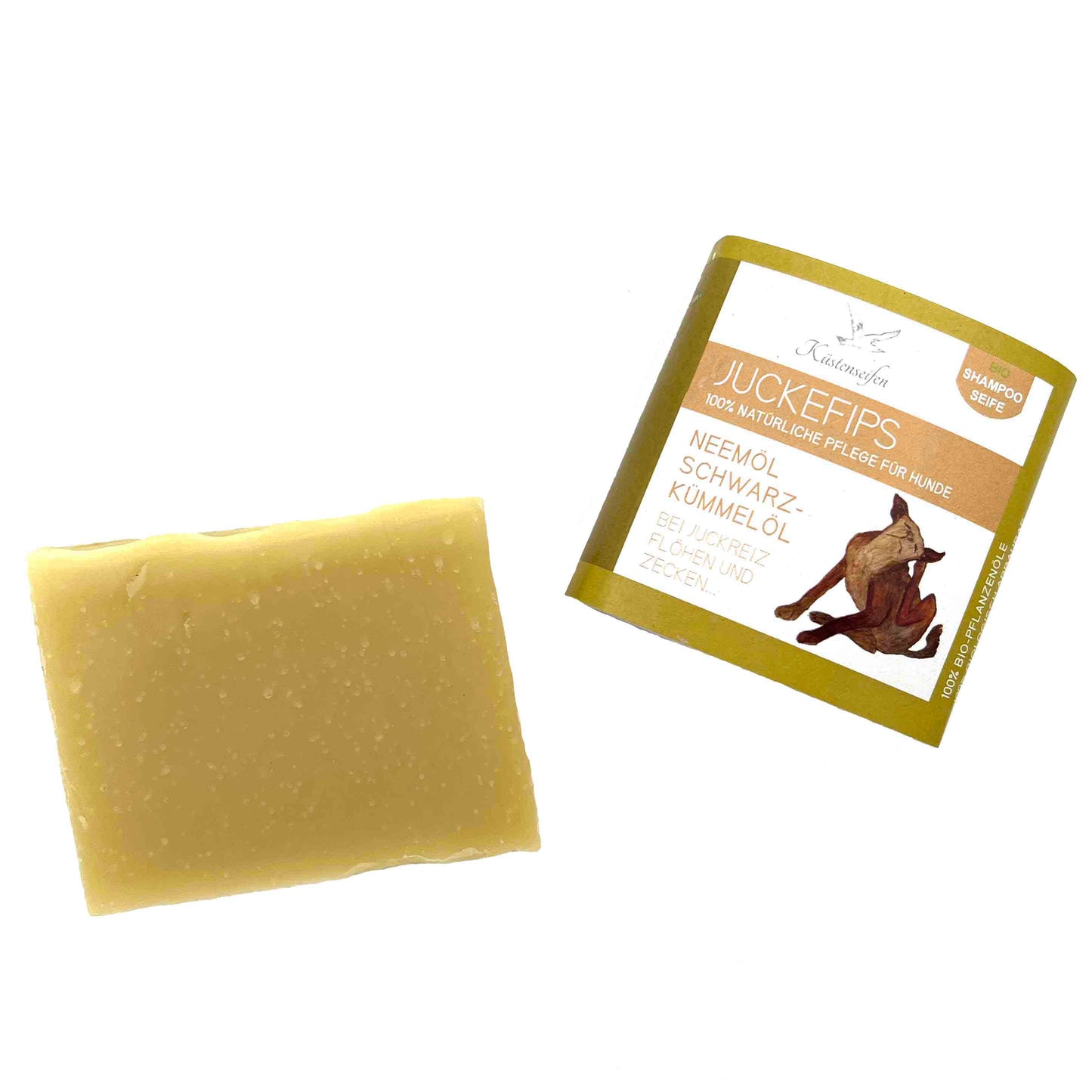 KÜSTENSEIFEN MANUFAKTUR handgesiedete Hundeseife für empfindliche und trockene Haut | 80g | natürliche Pflege | vegan