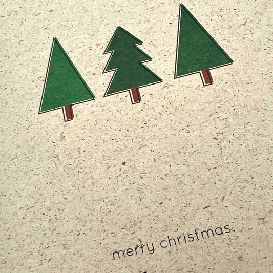 SVEEKA nachhaltige Klappkarte "merry christmas" mit Tannenbäumen zu Weihnachten inkl. Umschlag | nachhaltiges Graspapier