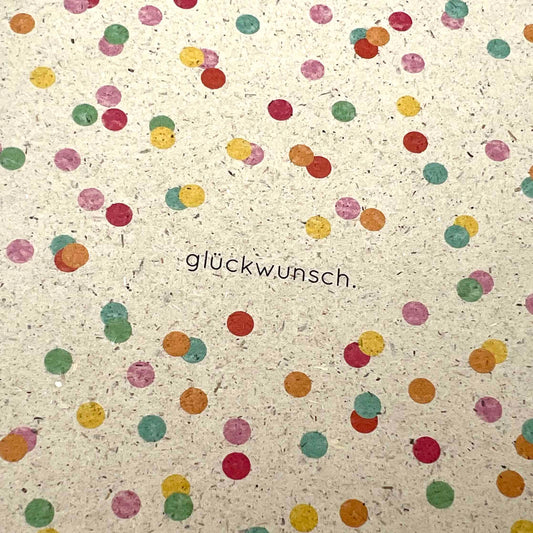 SVEEKA nachhaltige Klappkarte "glückwunsch" mit buntem Konfetti inkl. Umschlag | nachhaltiges Graspapier