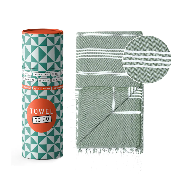 TOWEL TO GO handgefertigtes Baumwolltuch / Baumwolldecke | Reisehandtuch | extra saugstark | 100% reine Baumwolle | vegan