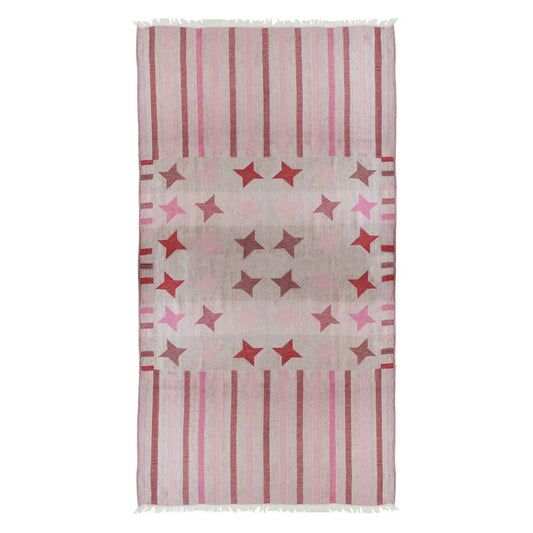 TOWEL TO GO Kids Star rot | handgefertigtes Hammamtuch / Baumwolltuch / Baumwolldecke | Reisehandtuch | extra saugstark | 100% reine Baumwolle | vegan
