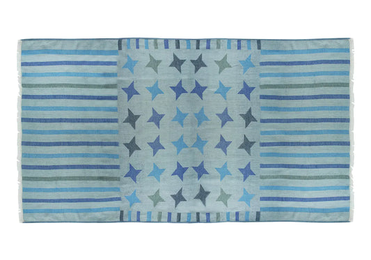 TOWEL TO GO Kids Star türkis | handgefertigtes Hammamtuch / Baumwolltuch / Baumwolldecke | Reisehandtuch | extra saugstark | 100% reine Baumwolle | vegan