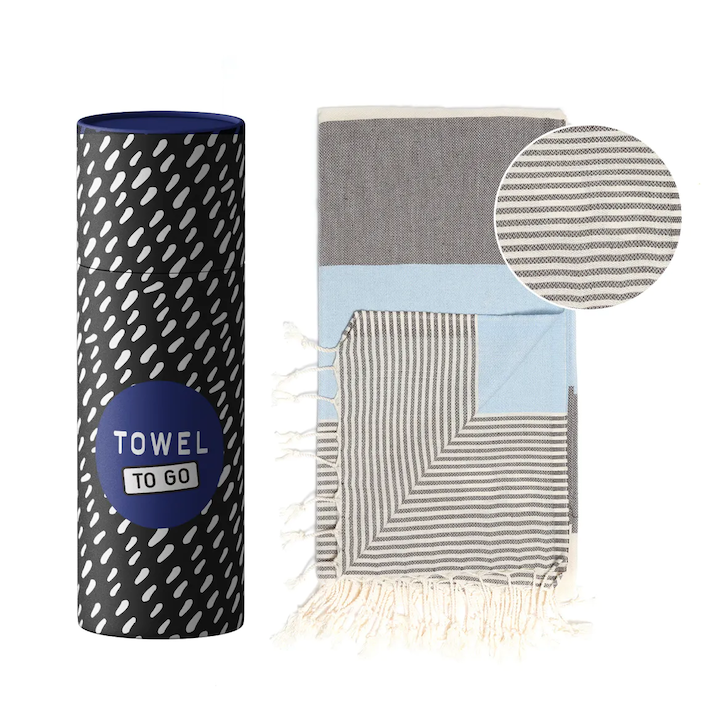 TOWEL TO GO handgefertigtes Baumwolltuch / Baumwolldecke | Reisehandtuch | extra saugstark | 100% reine Baumwolle | vegan