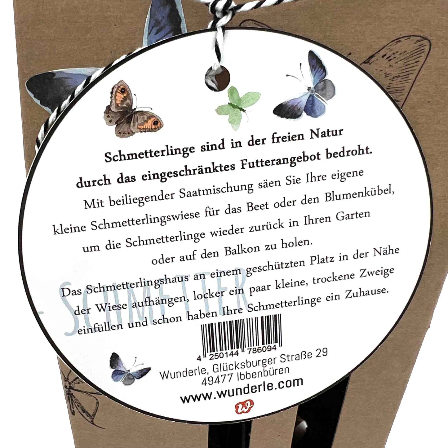 WUNDERLE Schmetterlingshotel aus Pappe mit Schmetterlingswiese Saatgut