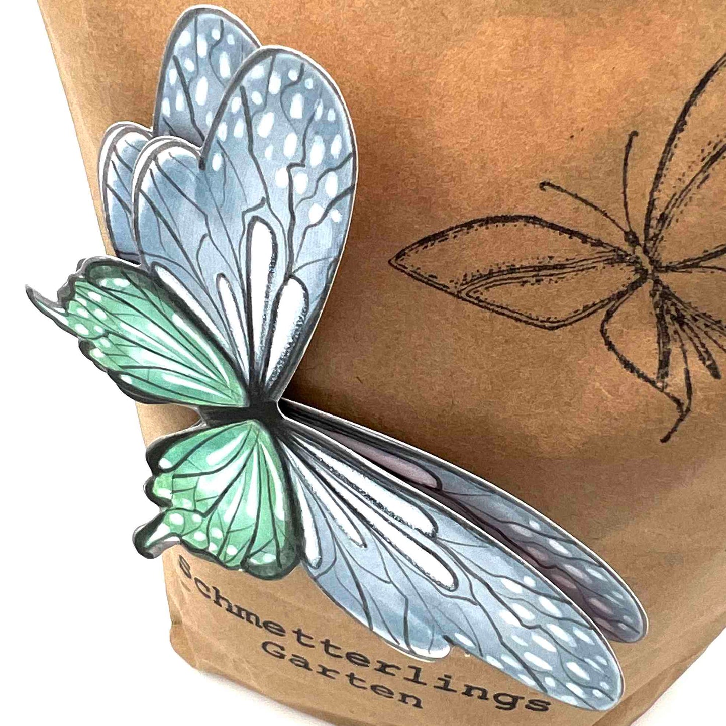 WUNDERLE handgefertigte Wundertüte "Schmetterlings Garten" mit 3D Schmetterling