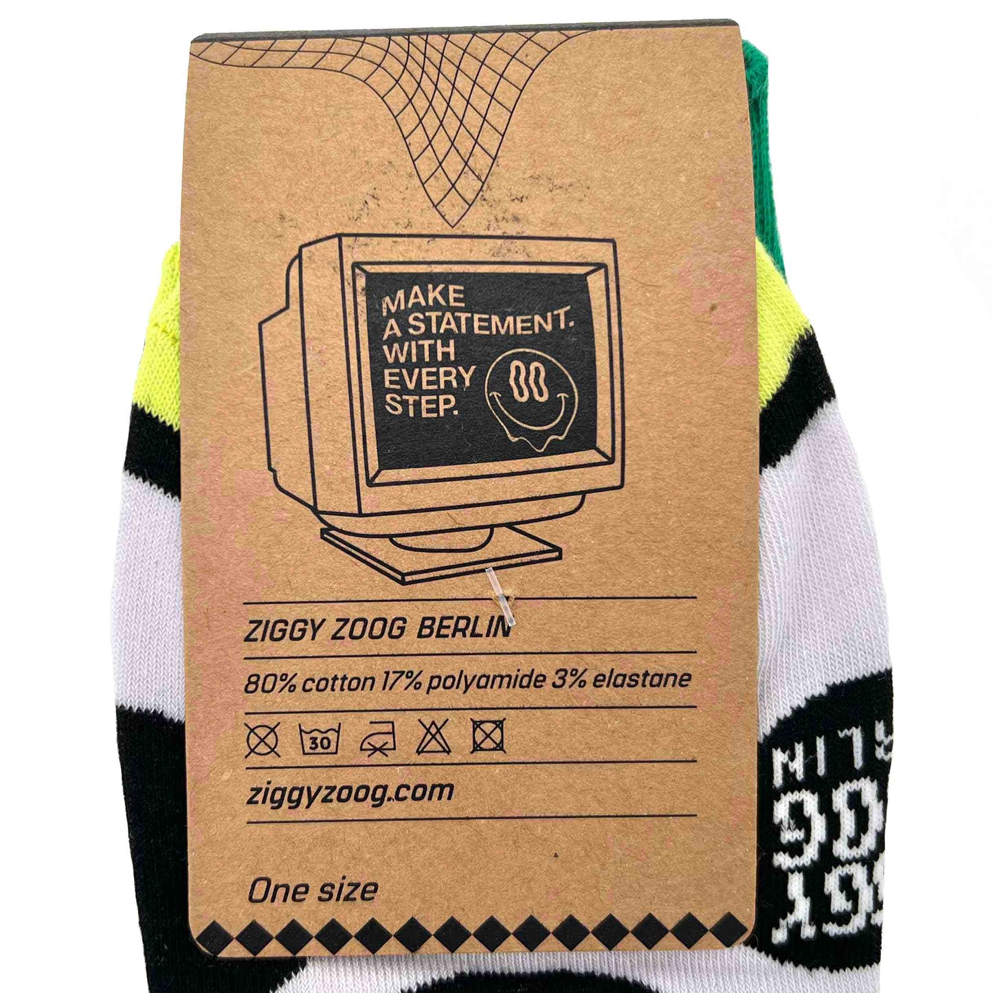 ZIGGI ZOOG Socken mit Punkten "Ziggy Dots" | schwarz, grün & neongelb | Baumwolle, Polyamide, Elastan | one size