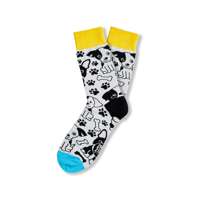 ZIGGI ZOOG Socken mit Hunden "Puppy Buddy" | schwarz, türkis & gelb | Baumwolle, Polyamide, Elastan | one size