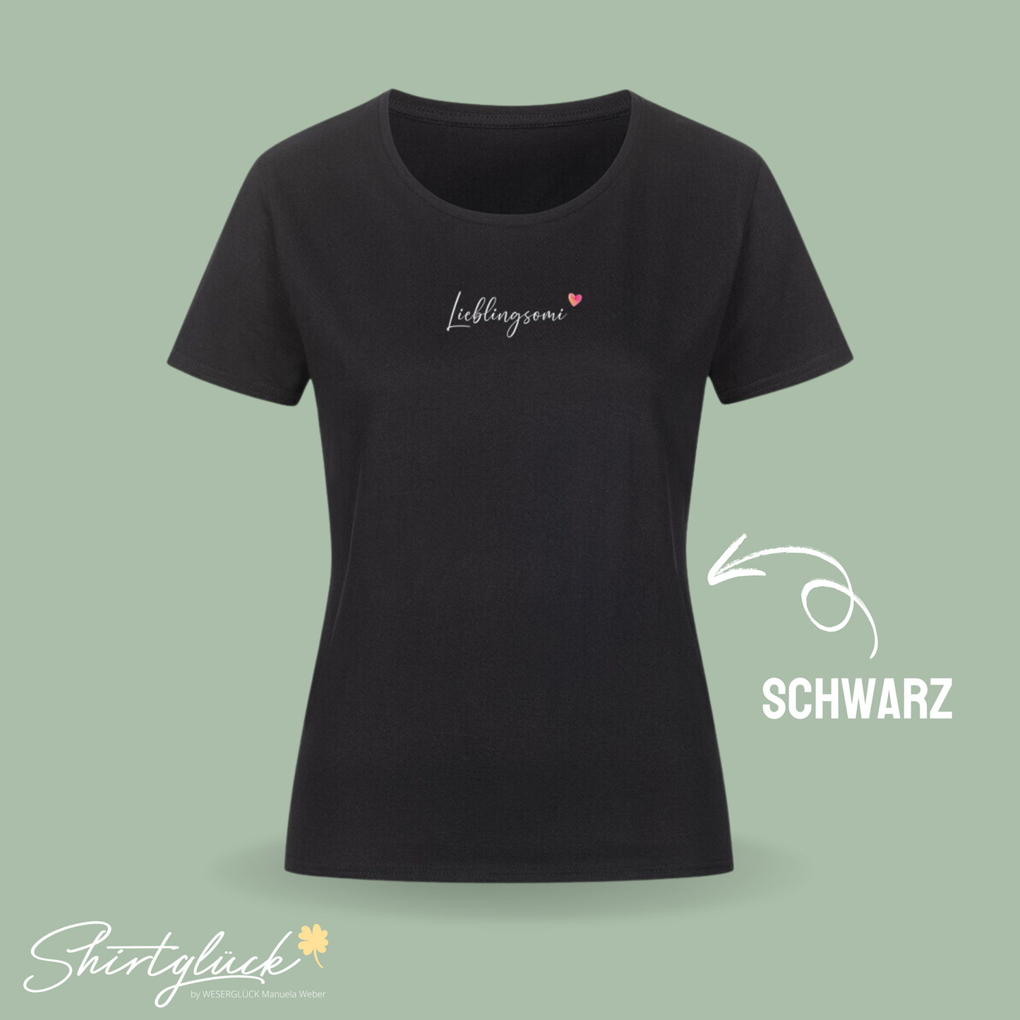 SHIRTGLÜCK Damen Organic T-Shirt „Lieblingsomi“ mit Herz