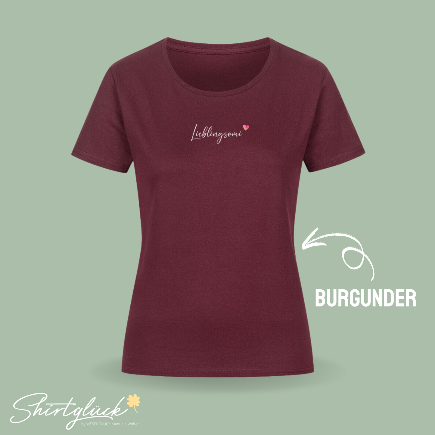 SHIRTGLÜCK Damen Organic T-Shirt „Lieblingsomi“ mit Herz