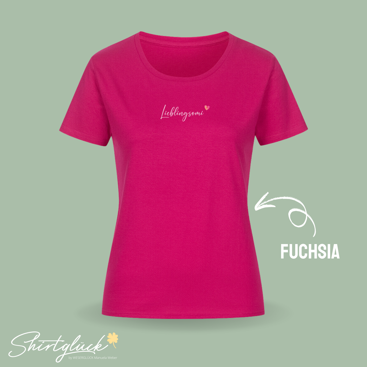 SHIRTGLÜCK Damen Organic T-Shirt „Lieblingsomi“ mit Herz