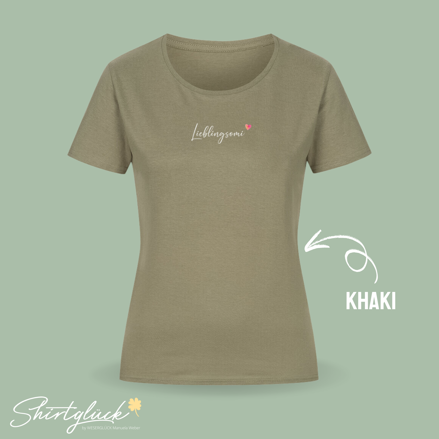 SHIRTGLÜCK Damen Organic T-Shirt „Lieblingsomi“ mit Herz