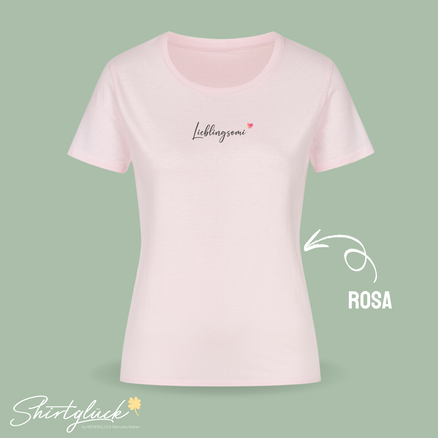 SHIRTGLÜCK Damen Organic T-Shirt „Lieblingsomi“ mit Herz