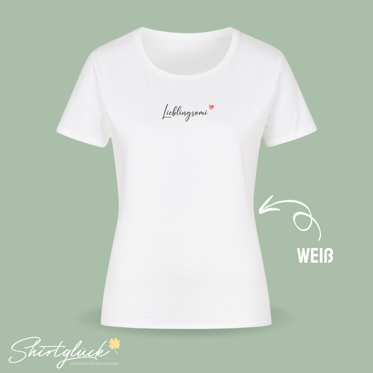 SHIRTGLÜCK Damen Organic T-Shirt „Lieblingsomi“ mit Herz