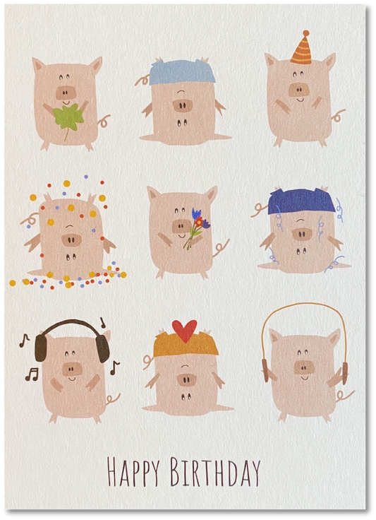 KEITCARDS Postkarte aus Holzschliffkarton "Glücksschweine" | DIN A6