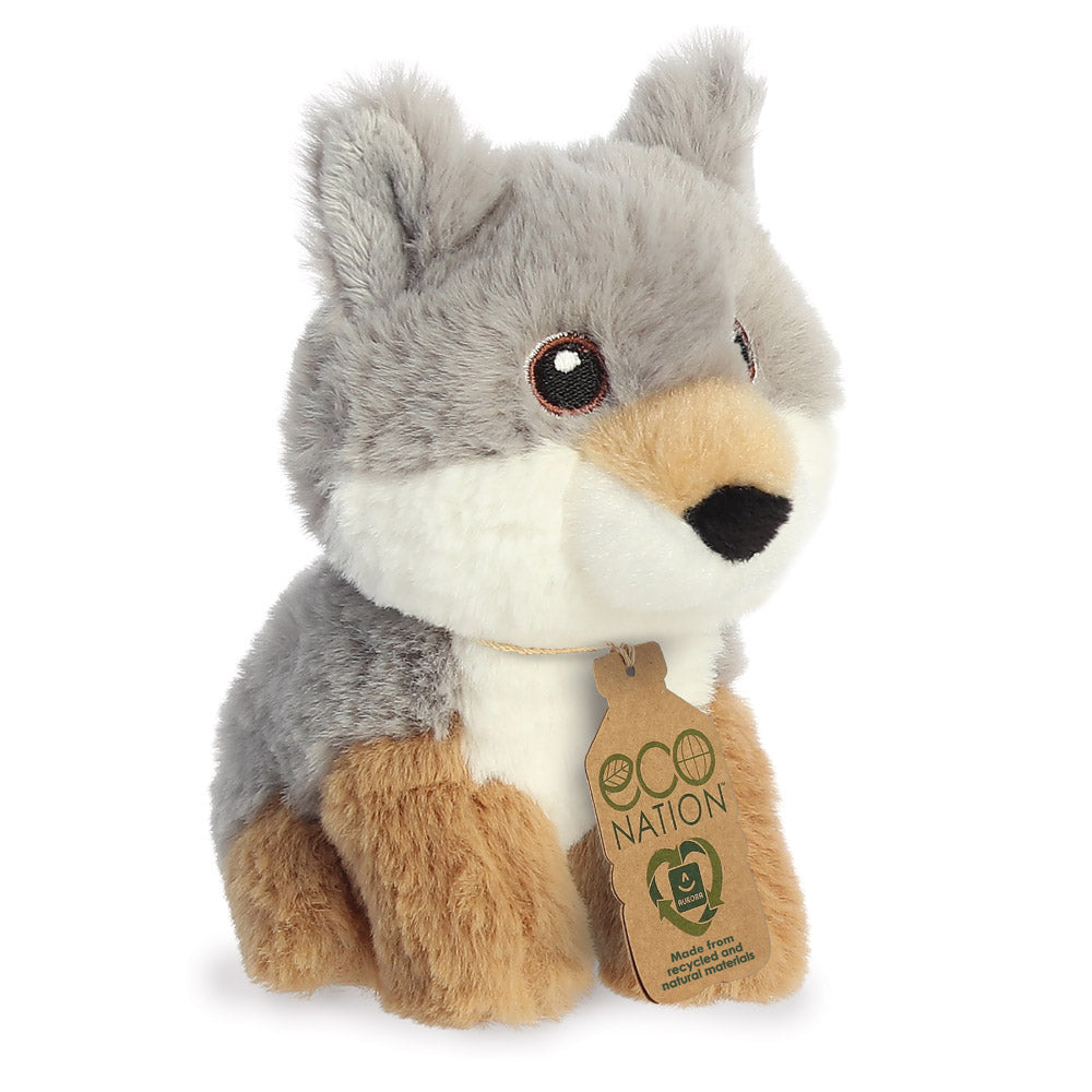 AURORA® Eco Nation klimafreundliches Plüschtier WOLF aus recyceltem Kunststoff | gestickte Augen | 24cm oder 13cm