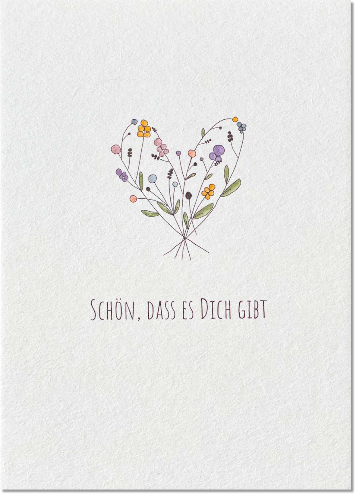 KEITCARDS Postkarte aus Holzschliffkarton mit Blumenherz "Schön, dass es Dich gibt." | DIN A6