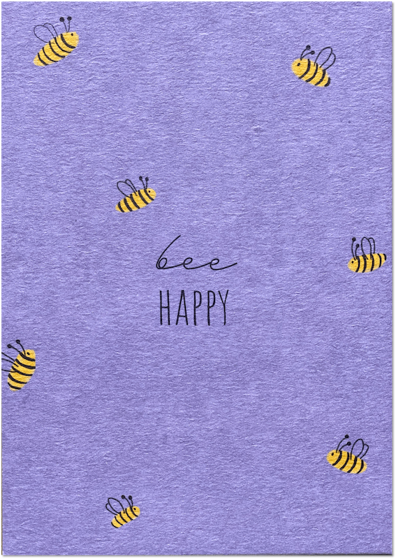 KEITCARDS Postkarte aus Holzschliffkarton mit kleinen Bienen "bee happy" | DIN A6