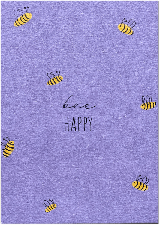 KEITCARDS Postkarte aus Holzschliffkarton mit kleinen Bienen "bee happy" | DIN A6