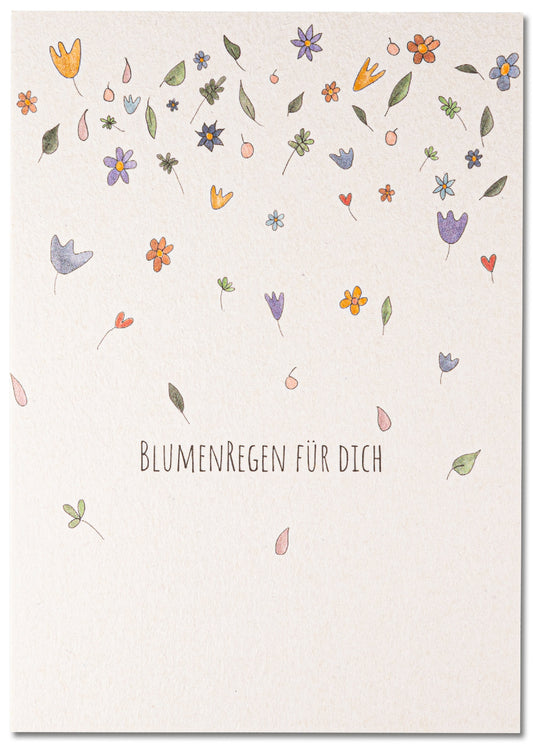 KEITCARDS Postkarte aus Holzschliffkarton "Blumenregen" | DIN A6
