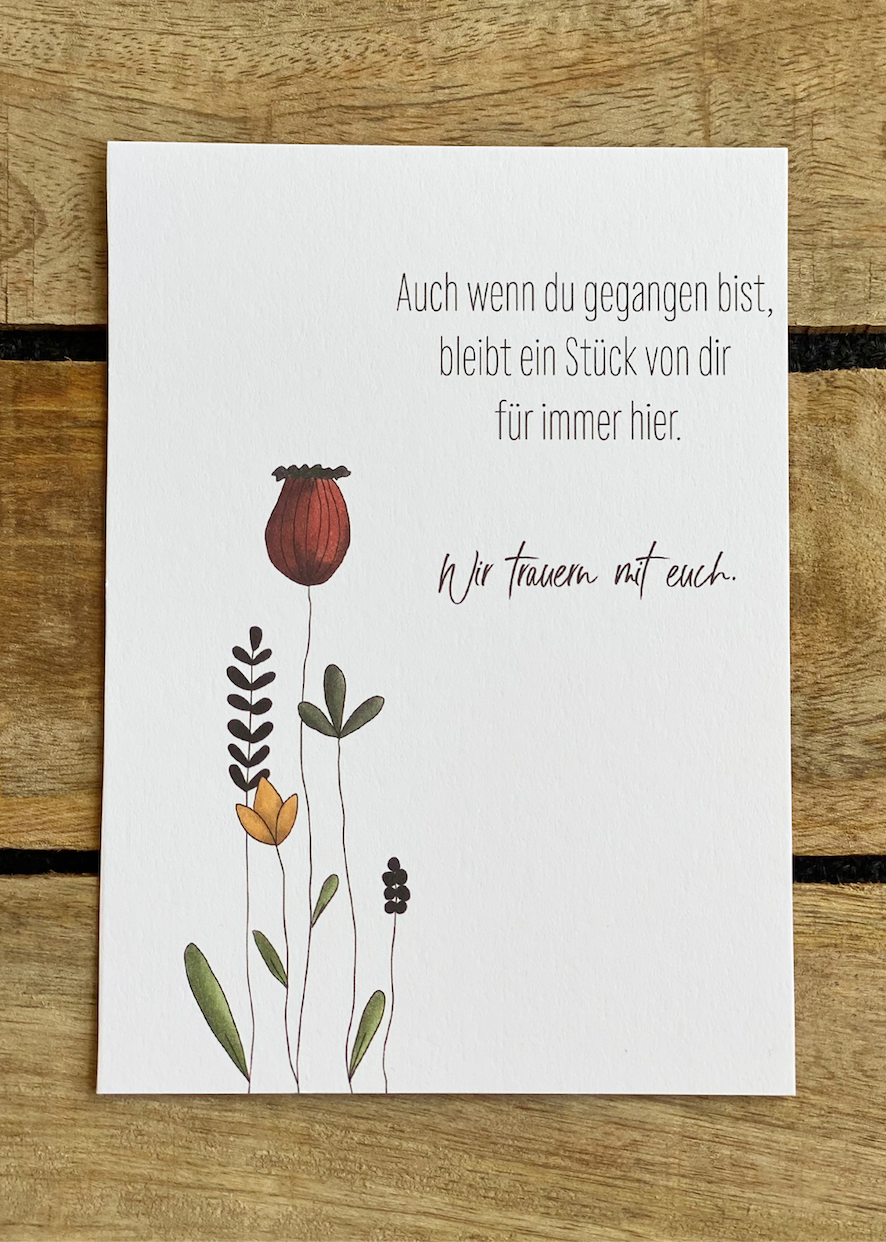 KEITCARDS Trauerkarte aus 300g Papier "Ein Stück von Dir" inkl. Umschlag | DIN A6
