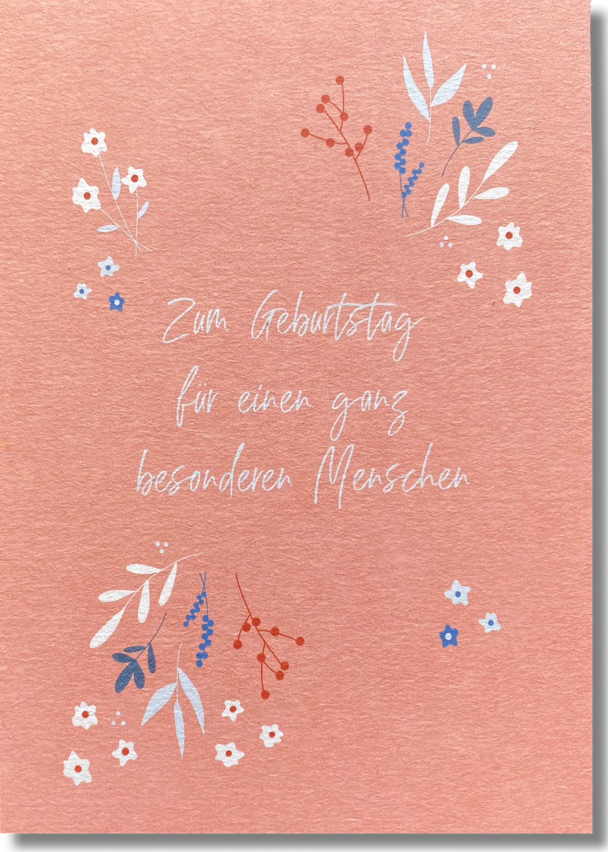 KEITCARDS Postkarte aus Holzschliffkarton in rosa mit Blumen "Zum Geburtstag für einen ganz besonderen Menschen" | DIN A6