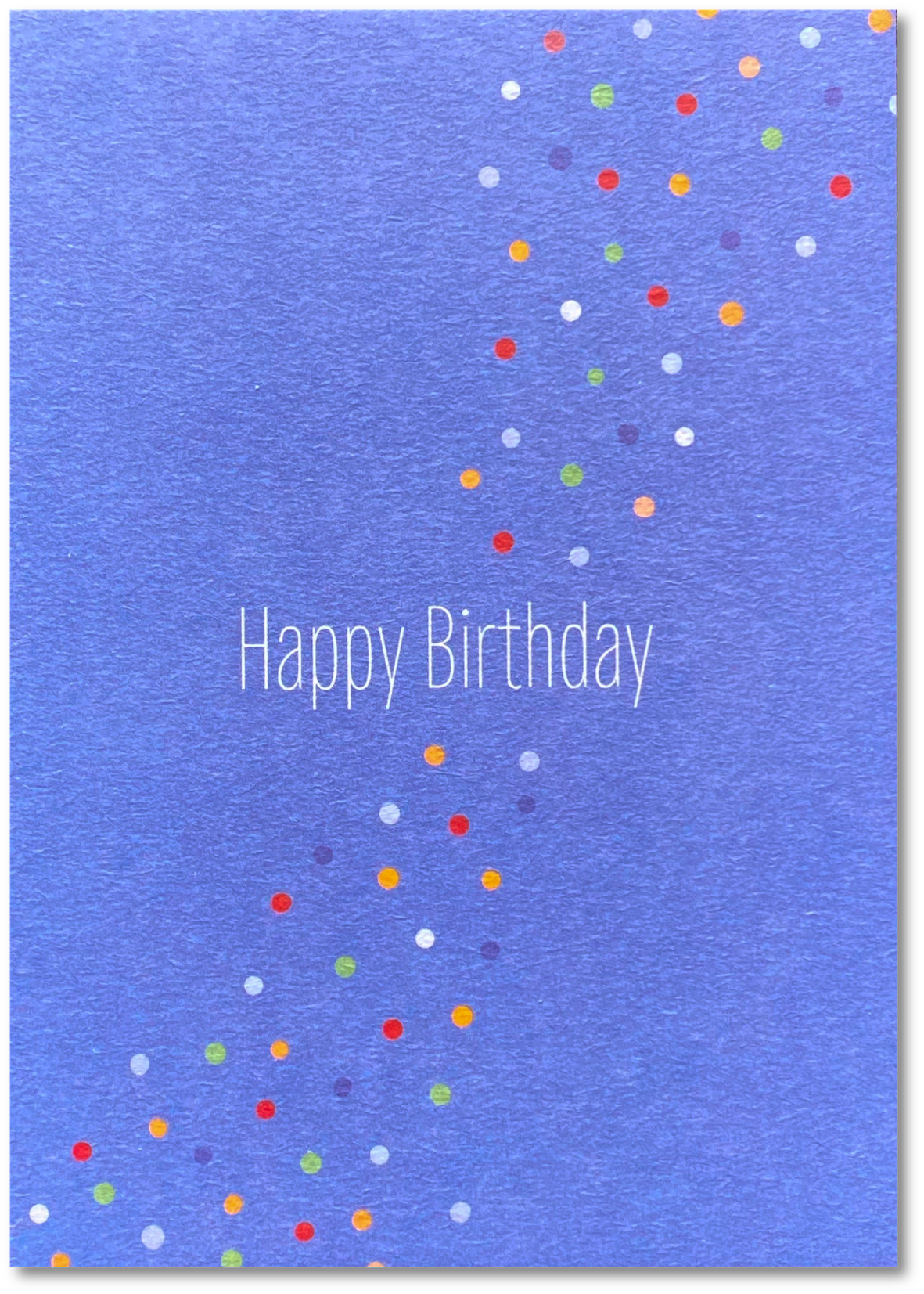 KEITCARDS Postkarte aus Holzschliffkarton in blau mit bunten Punkten "Happy Birthday" | DIN A6