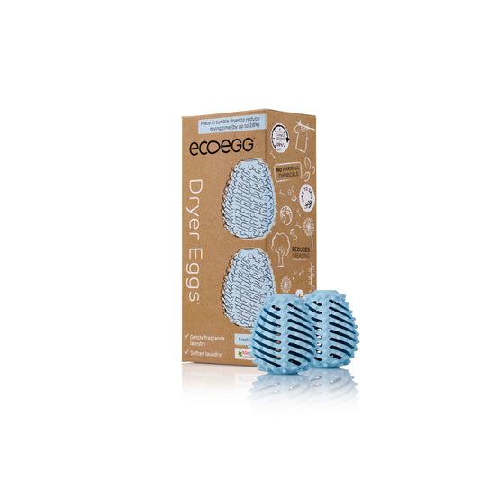 ECOEGG Dryer Egg® - 2 Stück Trocknerei BLAU inkl. 4 Duftsticks Fresh Linen / Duft nach frischer Bettwäsche | eiförmige Trocknerbälle | umweltfreundlich | zero waste | vegan