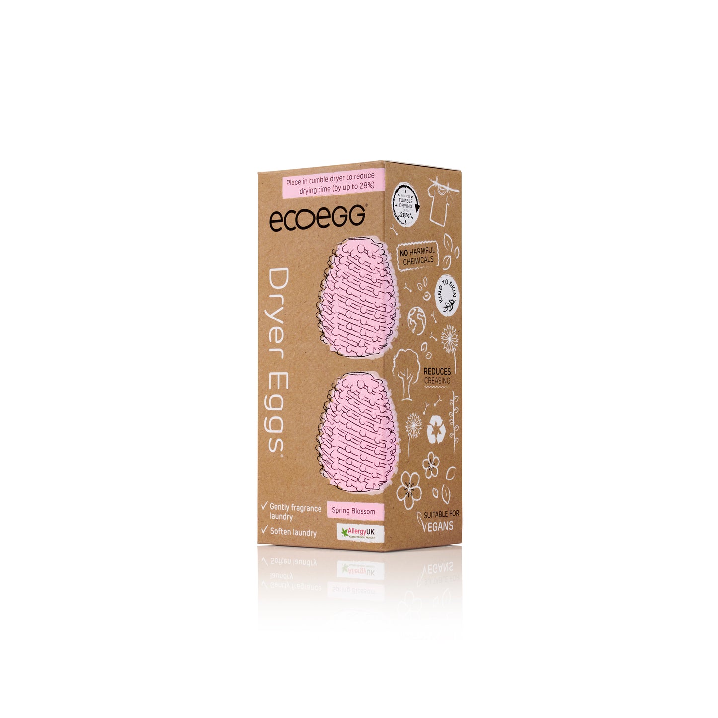 ECOEGG Dryer Egg® - 2 Stück Trocknerei ROSA inkl. 4 Duftsticks Spring Blossom / Frühlingsblüte | eiförmige Trocknerbälle | umweltfreundlich | vegan