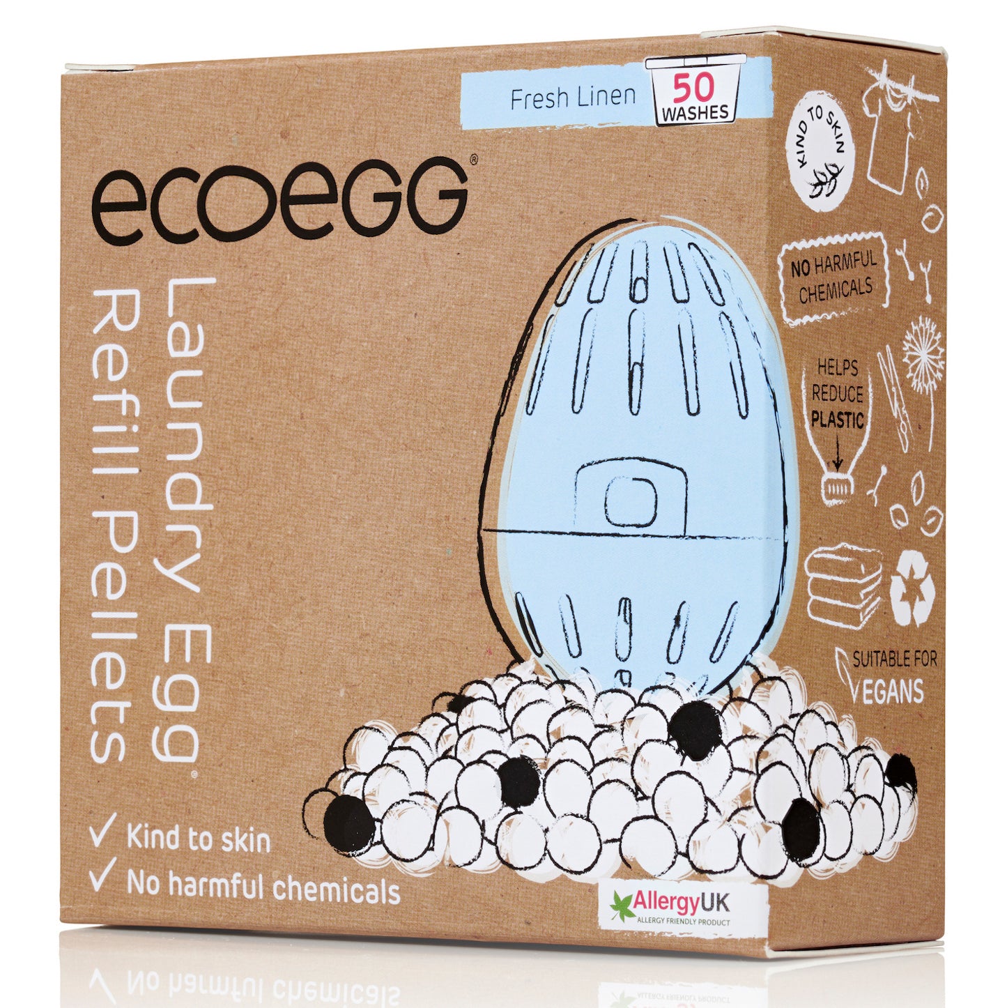 ECOEGG Laundry Egg® Refill Pellets | Nachfüllpack für Wäscheei | Mineralpellets | BLAU Fresh Linen | vegan