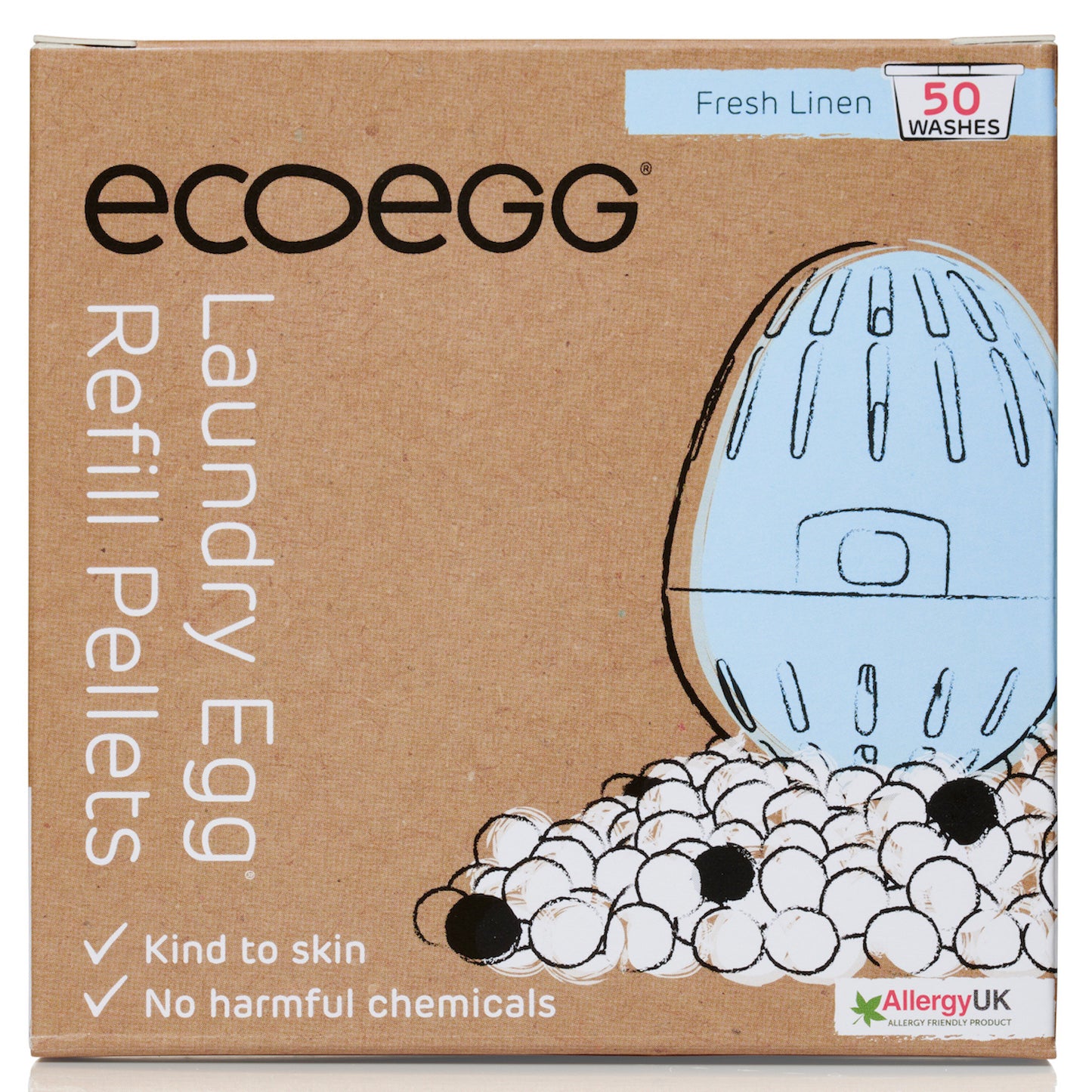 ECOEGG Laundry Egg® Refill Pellets | Nachfüllpack für Wäscheei | Mineralpellets | BLAU Fresh Linen | vegan