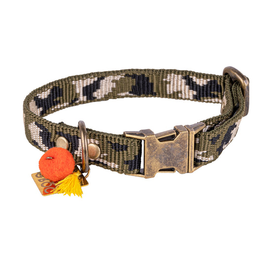 GROC GROC handgefertigtes Hundehalsband LUCKY in Camouflage Design verde | Tarnfleck grün | S oder M