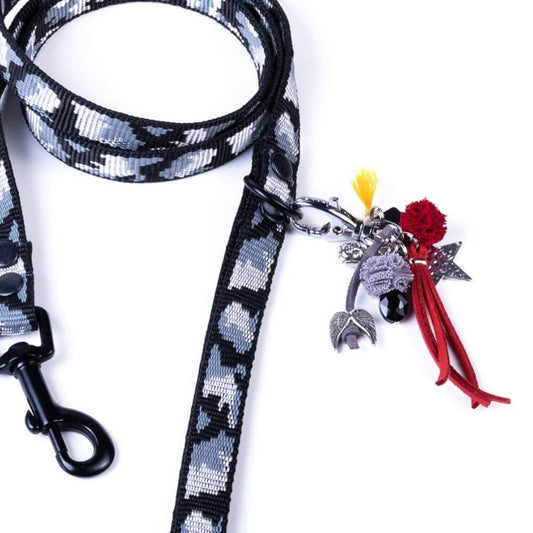 GROC GROC handgefertigte leichte Hundeleine LUCKY in Camouflage Design gris | Tranfleck grau | 118cm