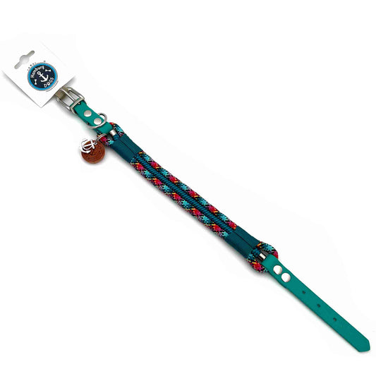 Hundehalsband Harlequin von "Hamburg Dogs" in bunt mit türkis