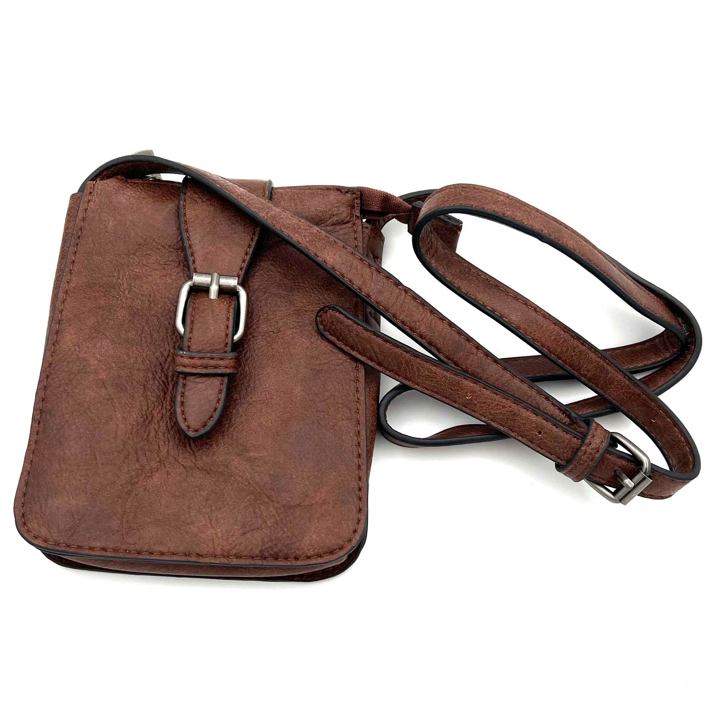 ZAZA´Z Mandoline kleine Handtasche in brauner Lederoptik mit Schnalle & Schulterriemen