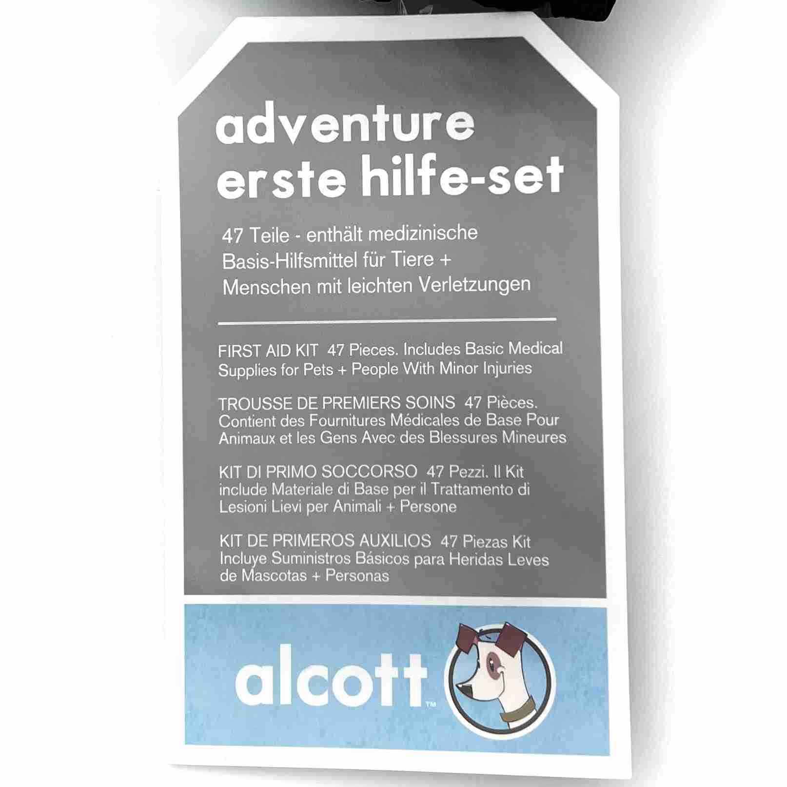 ALCOTT Adventure Erste Hilfe SET für Menschen & Tiere | 47 Teile | Tasche  grau