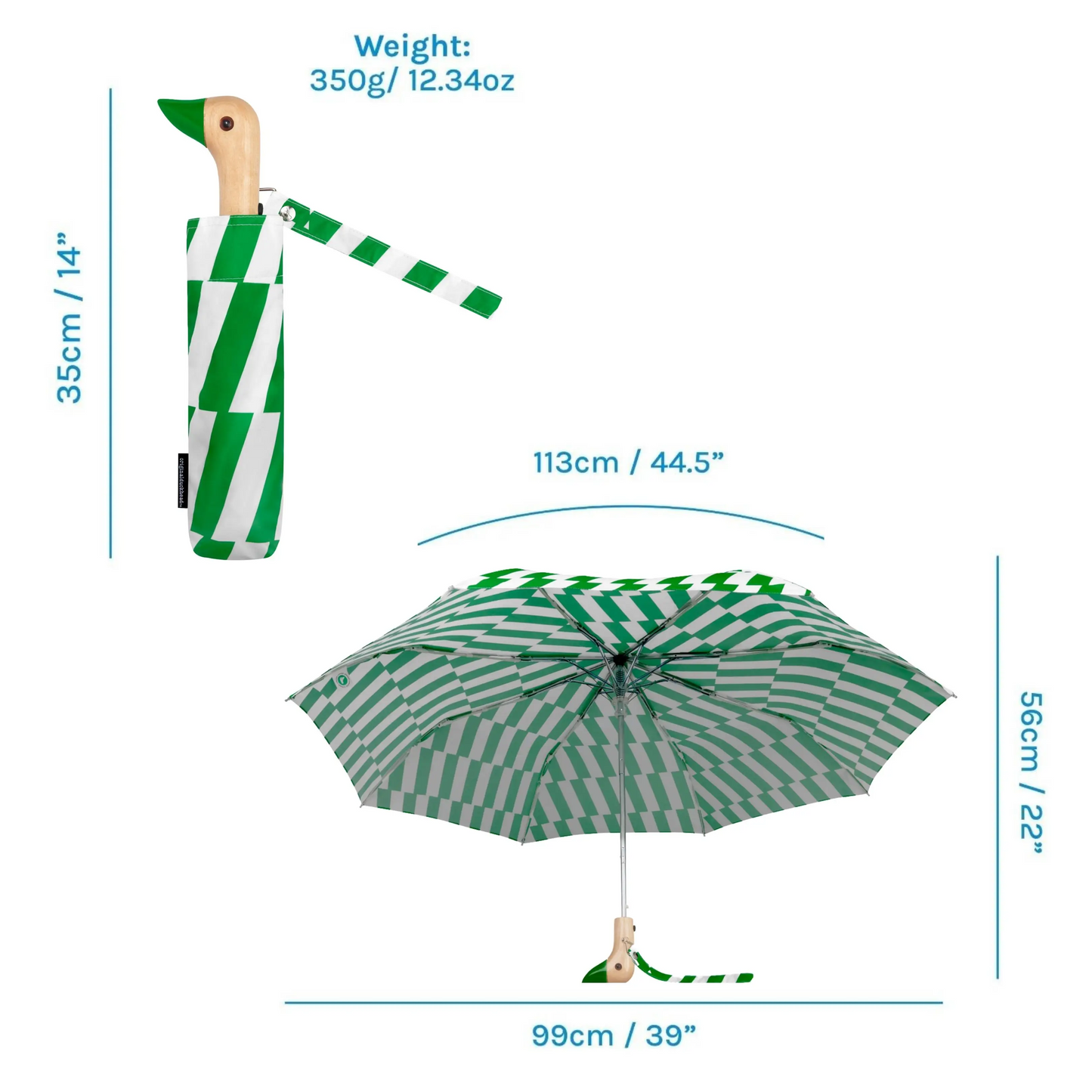ORIGINAL DUCKHEAD EU handgefertigter Regenschirm mit Entenkopf KELLY BARS | kompakt & nachhaltig