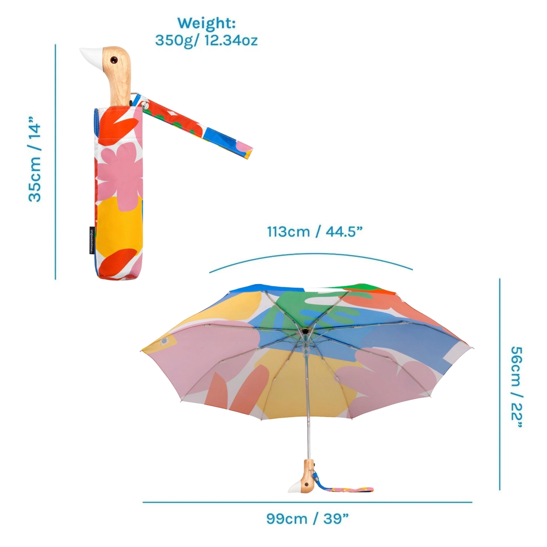 ORIGINAL DUCKHEAD EU handgefertigter Regenschirm mit Entenkopf MATISSE | kompakt & nachhaltig
