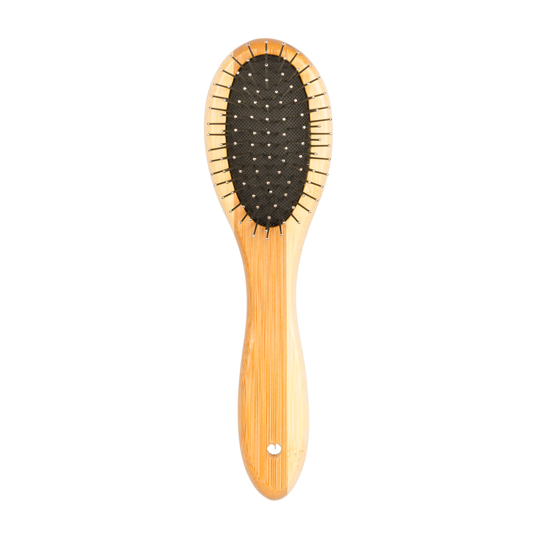 DUVO+ ergonomische Bamboo Drahtbürste S für alle Fellarten geeignet | reinigt & massiert | Hunde & Katzen