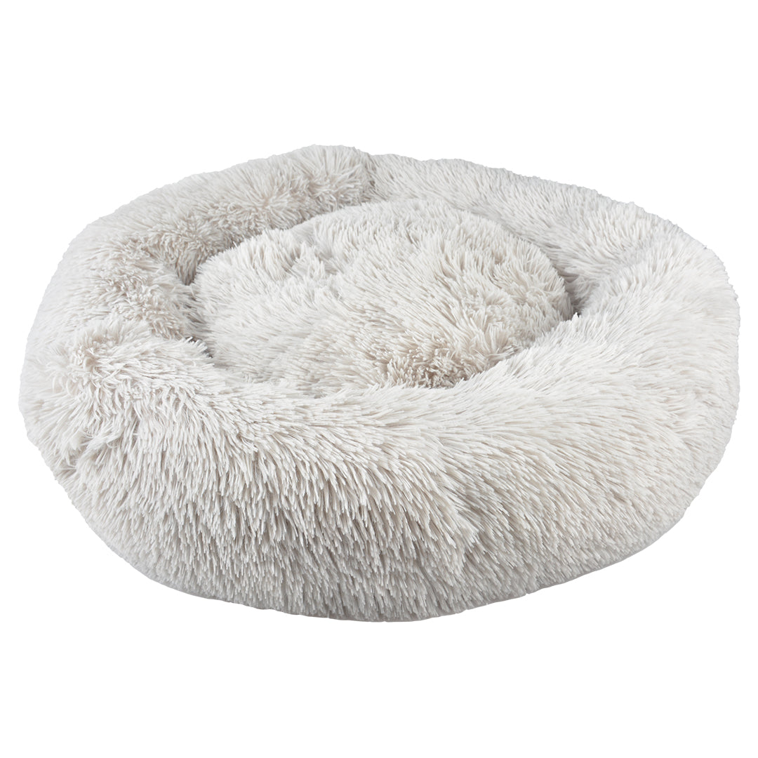 DUVO+ Cozy Donut Hundbett / Katzenbett / Langhaarkissen | M mit 50cm Durchmesser in grau