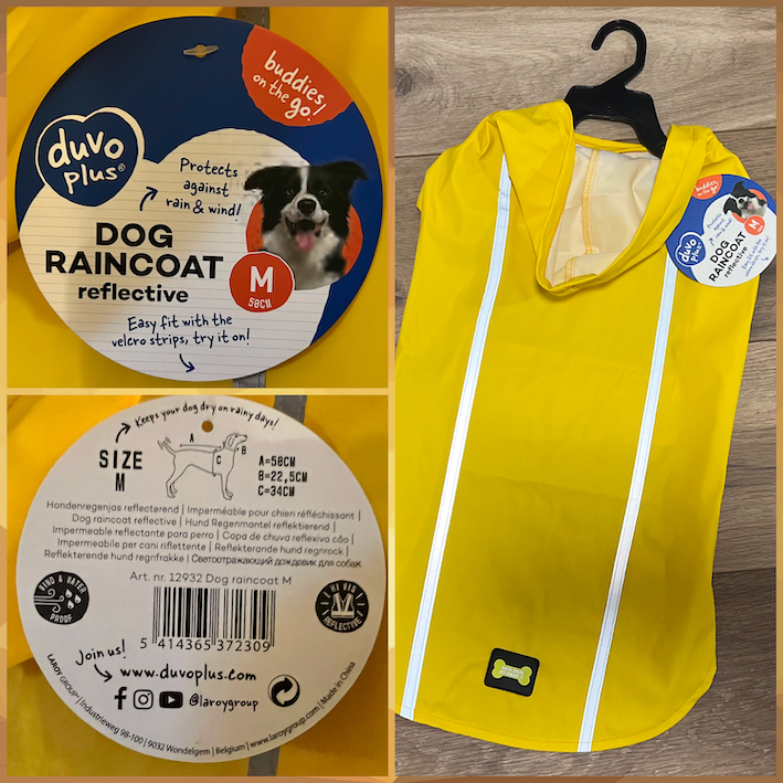 DUVO+ refelktierender Regenmantel für Hunde | wind- & wasserdicht | gelb
