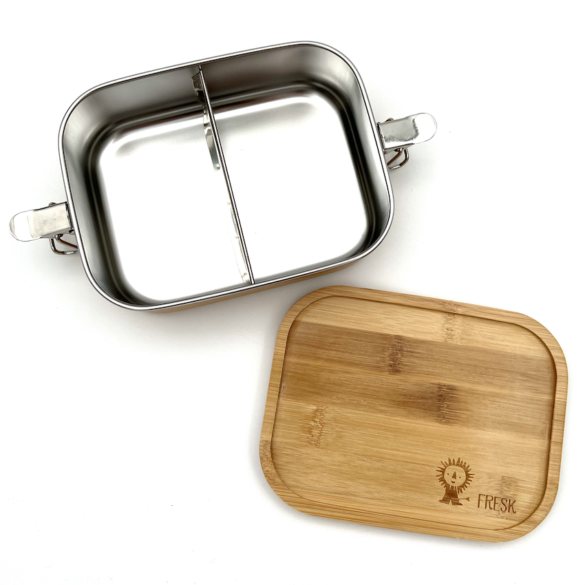 FRESK umweltfreundliche Lunchbox / Brotdose aus Edelstahl und Deckel aus Bambus |